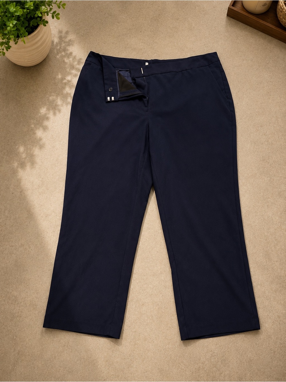 Avenue Navy Blue Straight-Leg Trousers